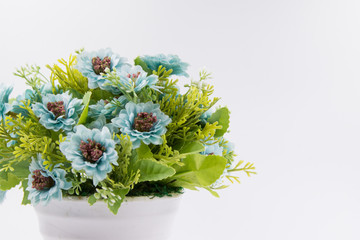 Artificial flower bouquet decoration, copy space background