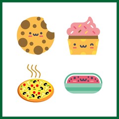4 fresh icon. Vector illustration fresh set. cookie and pizza icons for fresh works