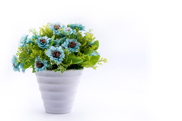 Artificial flower bouquet decoration, copy space background