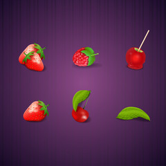 Fruit icons. Set. Vector	