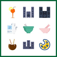 9 mixing icon. Vector illustration mixing set. cocktail and paint palette icons for mixing works