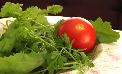 fresh greens and tomatoes 