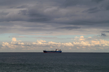 Panoramic view of the December's cloudy sky from the Limassol seafront