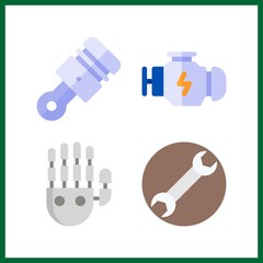 4 engineering icon. Vector illustration engineering set. engine and piston icons for engineering works