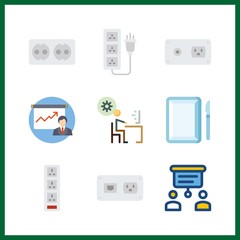 9 room icon. Vector illustration room set. presentation and socket icons for room works