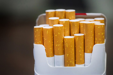 A close-up of a cigarette pack