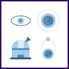 4 telescope icon. Vector illustration telescope set. observatory and planet icons for telescope works