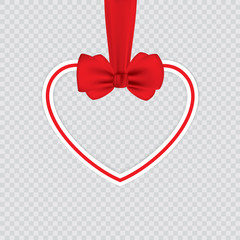 Valentine heart tied with red ribbon and bow