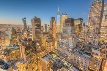 Fototapeta na wymiar New York City financial district Aerial View
