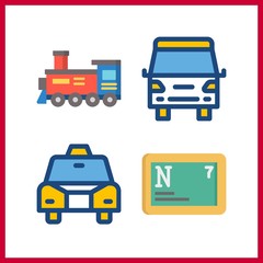 4 vehicle icon. Vector illustration vehicle set. locomotive and van icons for vehicle works
