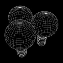 Lamp bulb consisting of lines and polygons. Business idea. Wireframe low poly mesh vector illustration