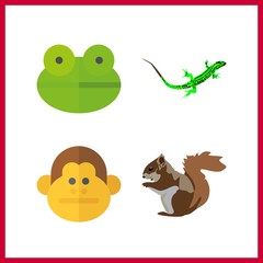 4 funny icon. Vector illustration funny set. lizard and frog icons for funny works