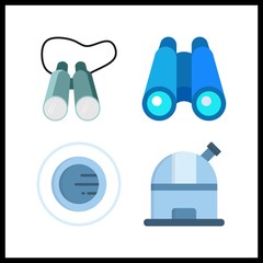 4 telescope icon. Vector illustration telescope set. orbit and binoculars icons for telescope works