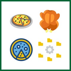 4 menu icon. Vector illustration menu set. settings and pizza icons for menu works