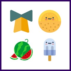 4 tasty icon. Vector illustration tasty set. watermelon and melon icons for tasty works