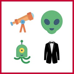 4 mystery icon. Vector illustration mystery set. smoking and telescope icons for mystery works