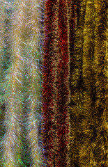 colorful Christmas tinsel to decorate the premises and Christmas trees