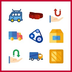 9 delivery icon. Vector illustration delivery set. truck and delivery truck icons for delivery works