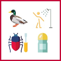 4 hygiene icon. Vector illustration hygiene set. bug and deodorant icons for hygiene works