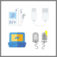 4 portable icon. Vector illustration portable set. shocker and laptop icons for portable works