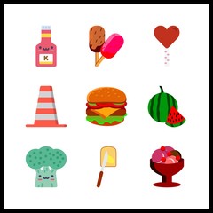 9 snack icon. Vector illustration snack set. ice cream with berries and ice cream icons for snack works