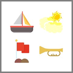 4 wind icon. Vector illustration wind set. trumpet and cloudy icons for wind works