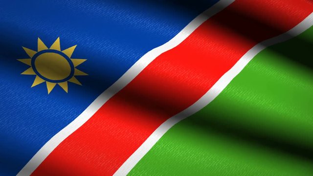 Namibia Flag Waving Textile Textured Background. Seamless Loop Animation. Full Screen. Slow motion. 4K Video