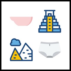 4 hot icon. Vector illustration hot set. panties and pyramid icons for hot works