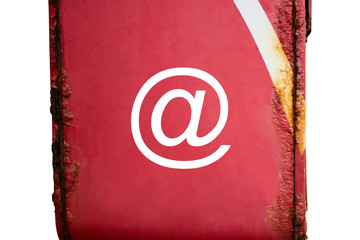 CITES symbol on red post box have the rust on white background
