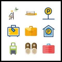 9 floor icon. Vector illustration floor set. voleyball ground and waiting room icons for floor works