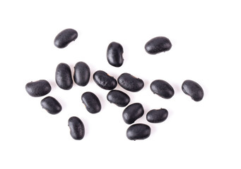 black beans isolated on white background. top view