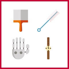 4 steel icon. Vector illustration steel set. work tools and watch icons for steel works