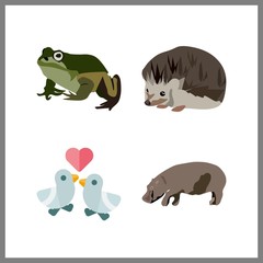 4 wildlife icon. Vector illustration wildlife set. love birds and hedgehog icons for wildlife works