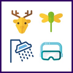 4 head icon. Vector illustration head set. goggles and deer icons for head works