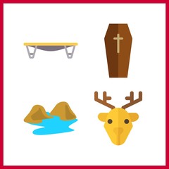 4 trees icon. Vector illustration trees set. scary and kid trapoline icons for trees works