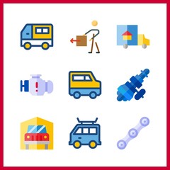 Fototapeta na wymiar 9 truck icon. Vector illustration truck set. engine and delivery icons for truck works