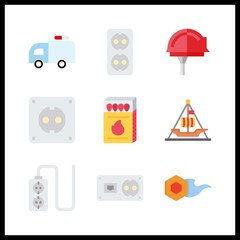 9 danger icon. Vector illustration danger set. socket and comet icons for danger works