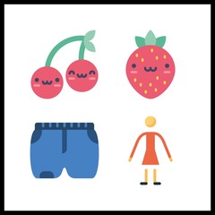 4 fresh icon. Vector illustration fresh set. cherry and short icons for fresh works