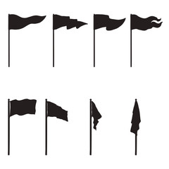 Vector Set of Black Silhouettes Flags - obrazy, fototapety, plakaty