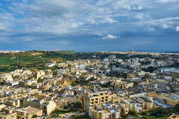 View over the city of Victoria at Gozo, the neighboring island of Malta