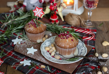 Christmas cake with rosemary and red topping