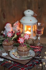 Christmas cake with sparklers and decorations
