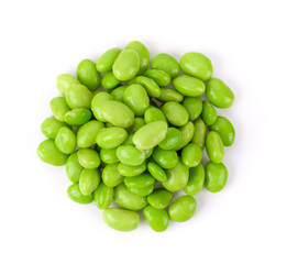 soy beans isolated on white background. top view