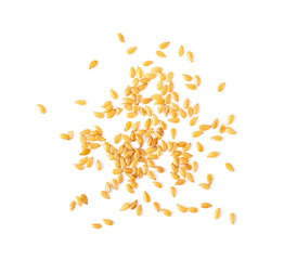 flax seeds isolated on white background. top view