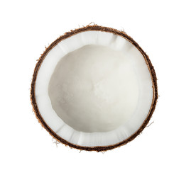 Coconut Half isolated on white background. Top view.