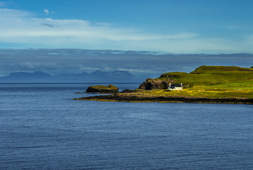 Lonesome House In Rural Landscape At The Coast Of The Isle Of Skye In Scotland