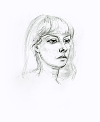 Portrait of a girl with a pencil