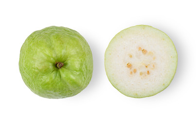 guava fruit isolated on white background. top view