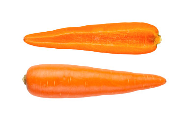 carrot isolated on white background. top view