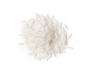 rice grains isolated on white background. Top view